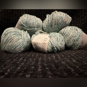 5 Skeins RY Classic Yarns Light Blue / Turquoise Natural Silk Aran Blend
